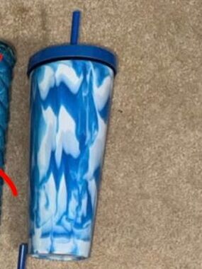 Blue Marble Tumbler with Straw